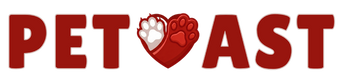 Logo of PETAST with a red heart and paw print design on a white background