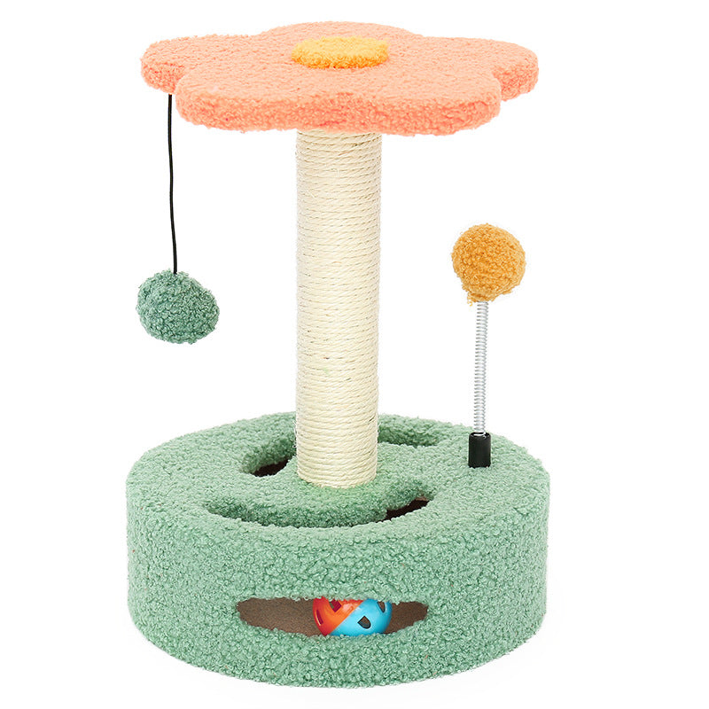 Cat Toy - Sisal Rope Scratch Board Climbing Tower - Pink  Yellow - 25x25x35.5cm