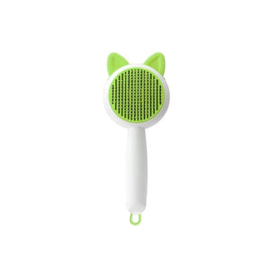 Peigne de toilettage pour animaux de compagnie PetVast vert et blanc avec des oreilles de chat, en PP, TPR et acier inoxydable.