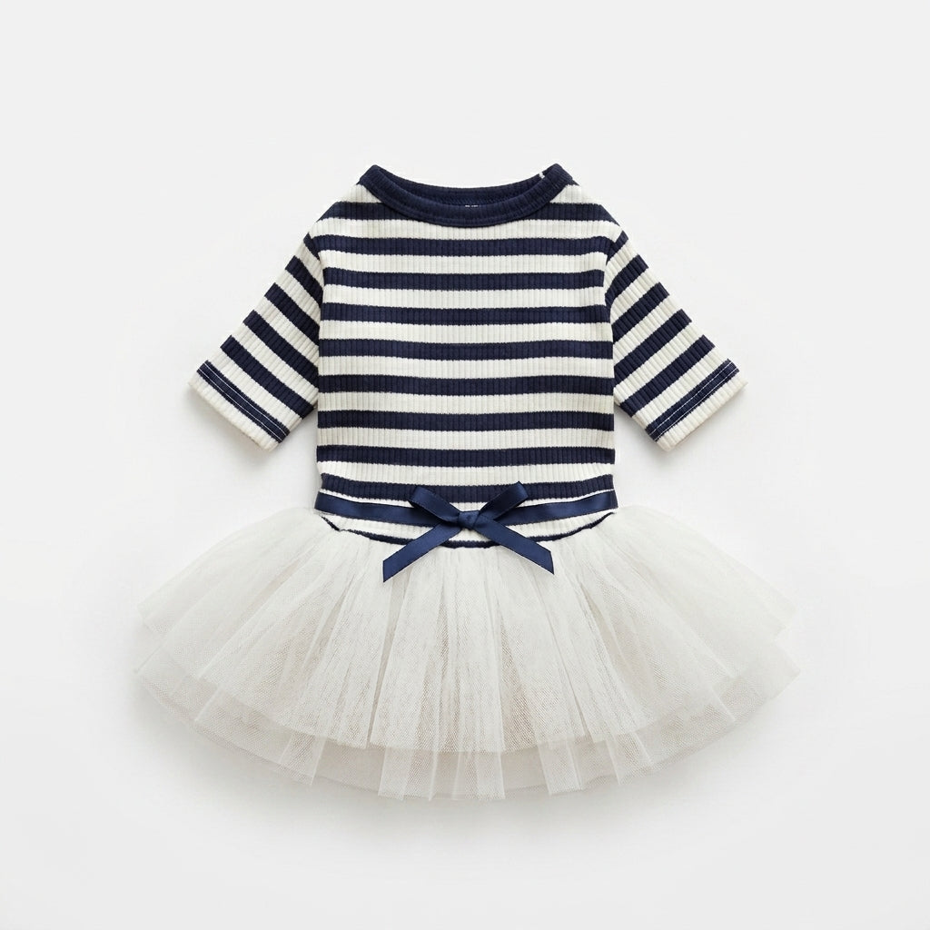 Pet Skirt - Teddy Bear Style - Coffee / Navy Blue - XS to XL - Petvast