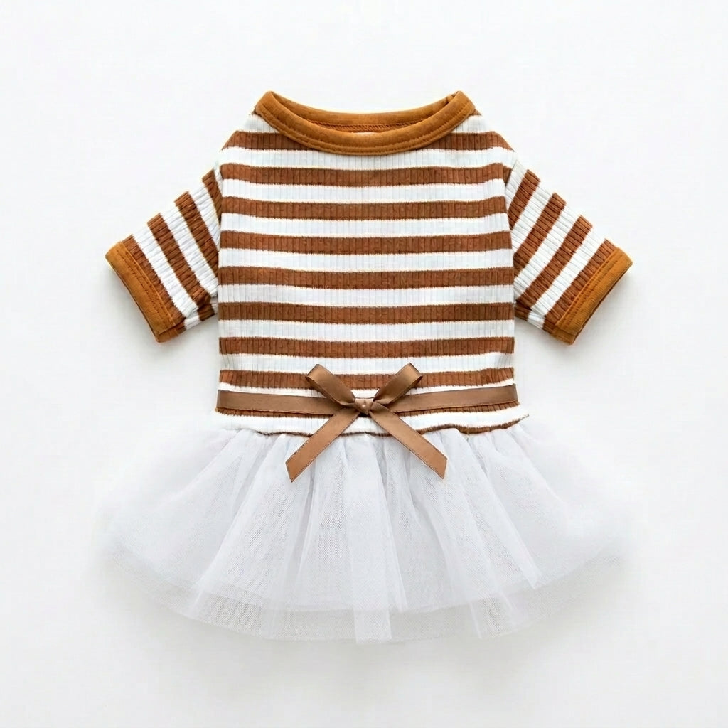 Pet Skirt - Teddy Bear Style - Coffee / Navy Blue - XS to XL - Petvast