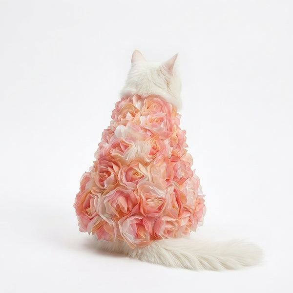 Cat Dress - Double-Layer Mesh 3D Rose Princess - Pink - S to XXL
