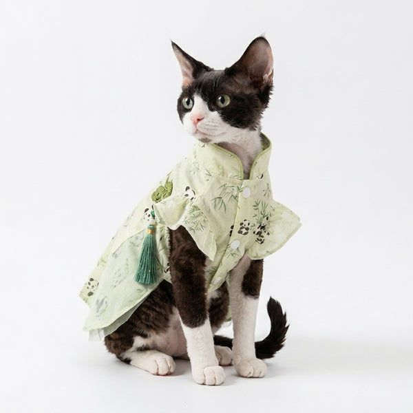 Cat Dress - Chinese Style Panda Woven Fabric - National Style Tassel - XS to XL