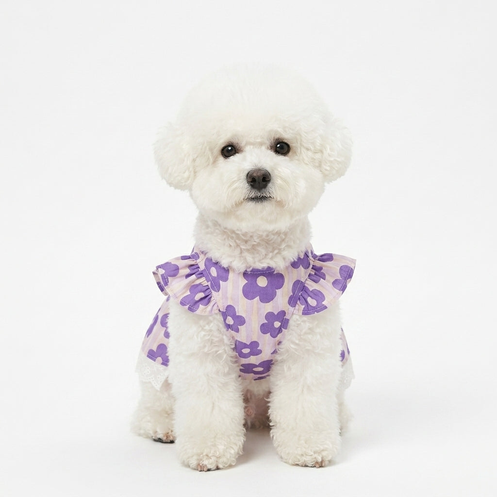 Dog Dress - Floral Mesh - Purple / Red - XS to XL - Petvast