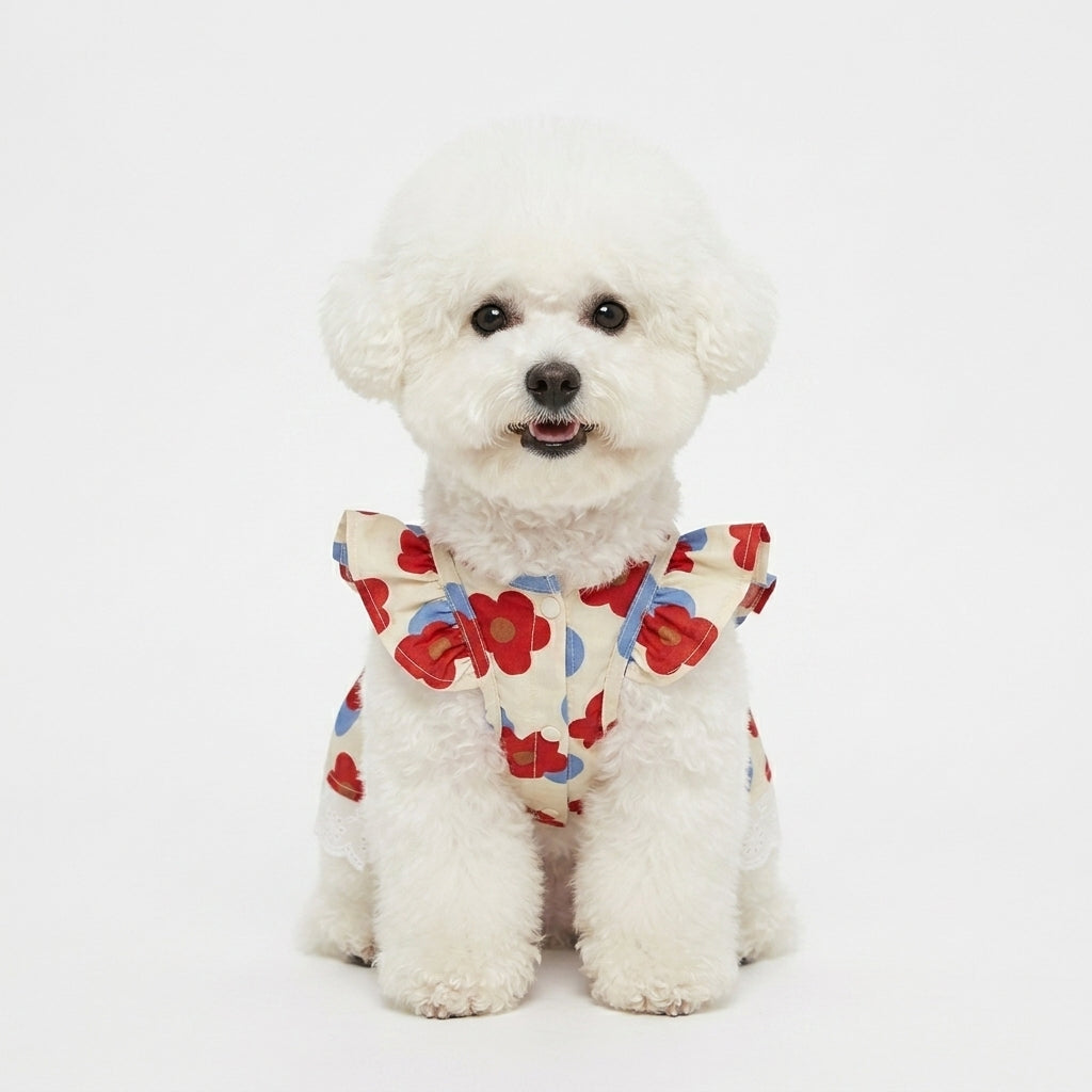 Dog Dress - Floral Mesh - Purple / Red - XS to XL - Petvast